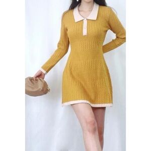 Flap.a Los Angeles Gold / Cream Knit Boutique Dress - NWT!